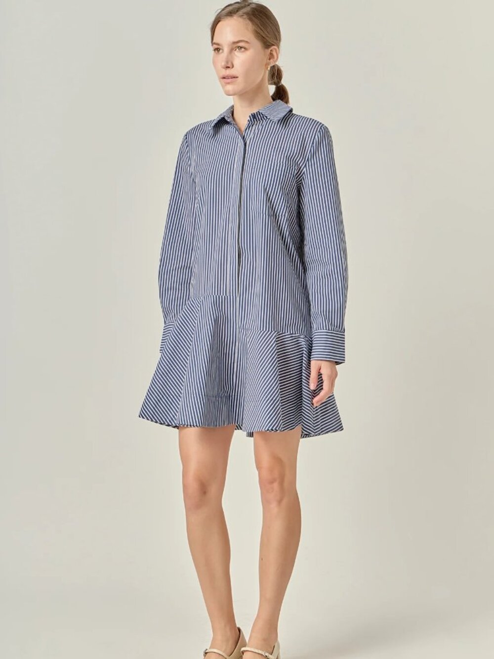 NWT! English Factory Stripe Collar Flared Skirt Dress
